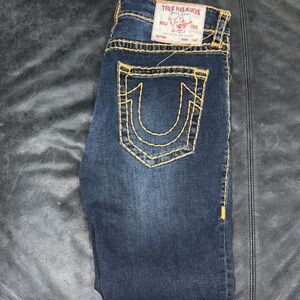 True Religion Men's Dark Blue Straight Jeans